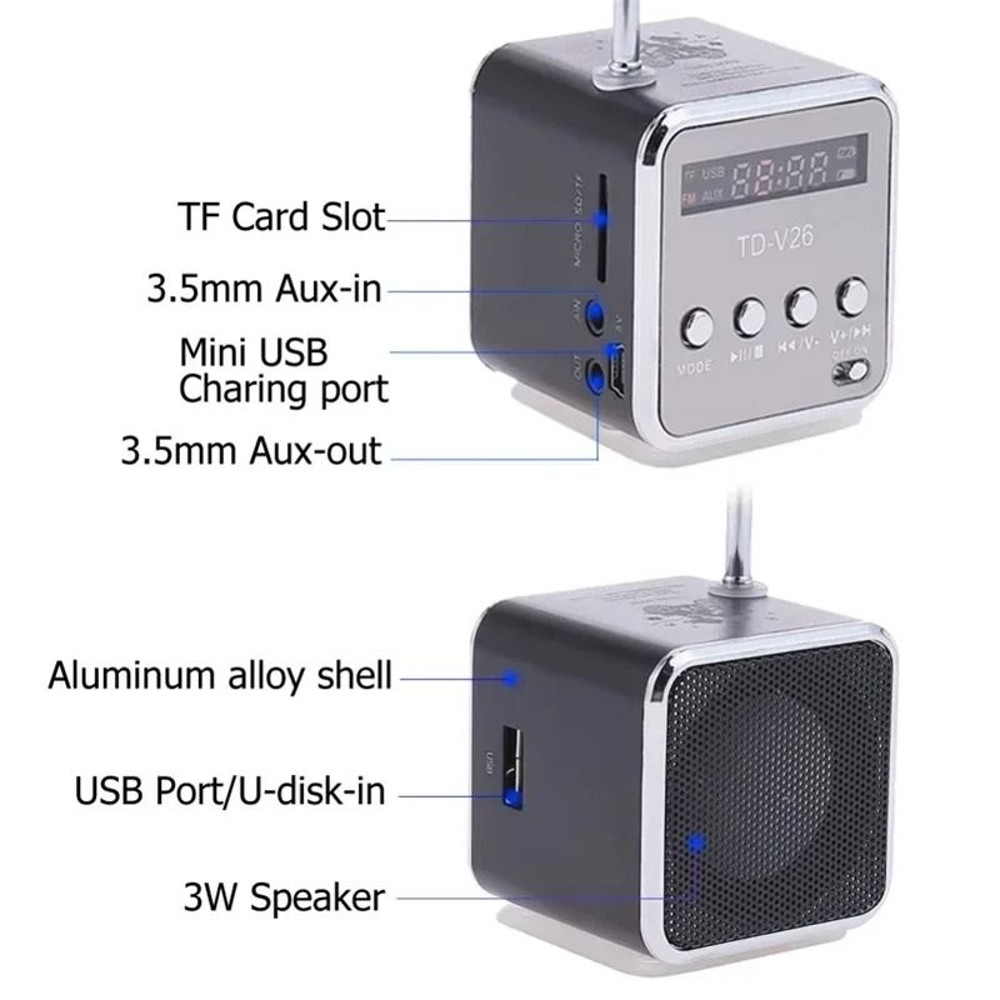 Mini Portable Bluetooth Speaker With FM Radio And TF Card Support 2