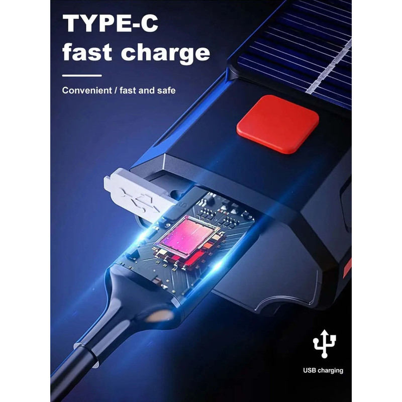 Solar Rechargeable Bicycle Front Light With Horn And USBC Charging 2