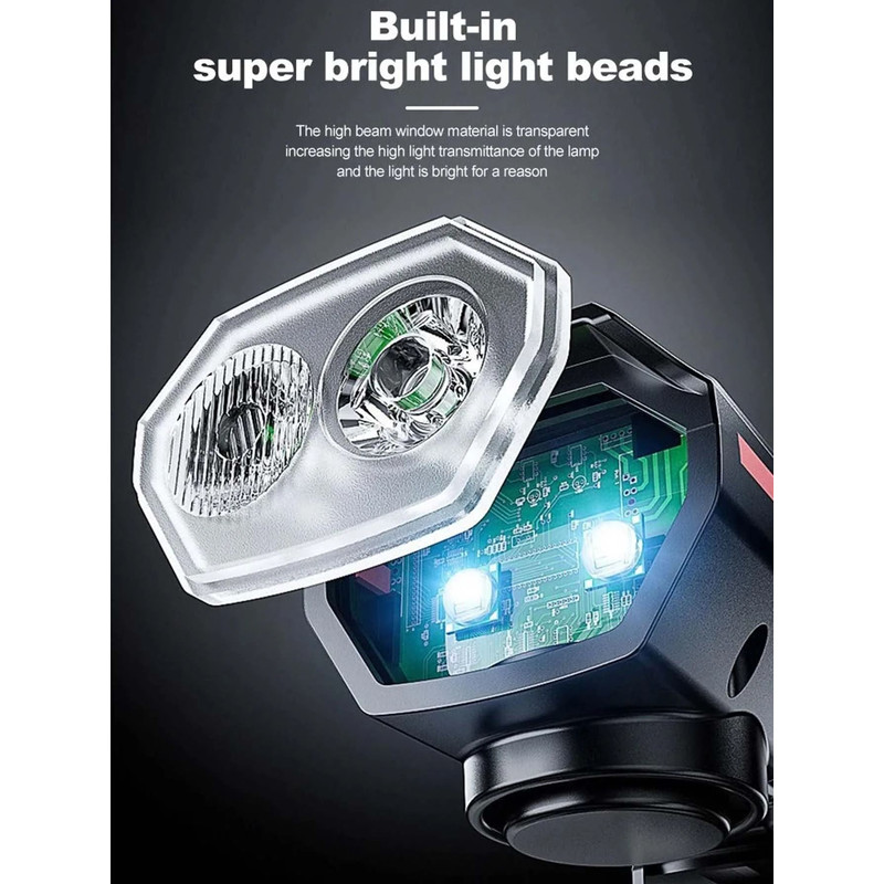 Solar Rechargeable Bicycle Front Light With Horn And USBC Charging 4