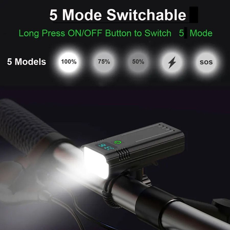 4800 Lumen USB Rechargeable Bicycle Light With 10000mAh Battery And Rainproof Design 4