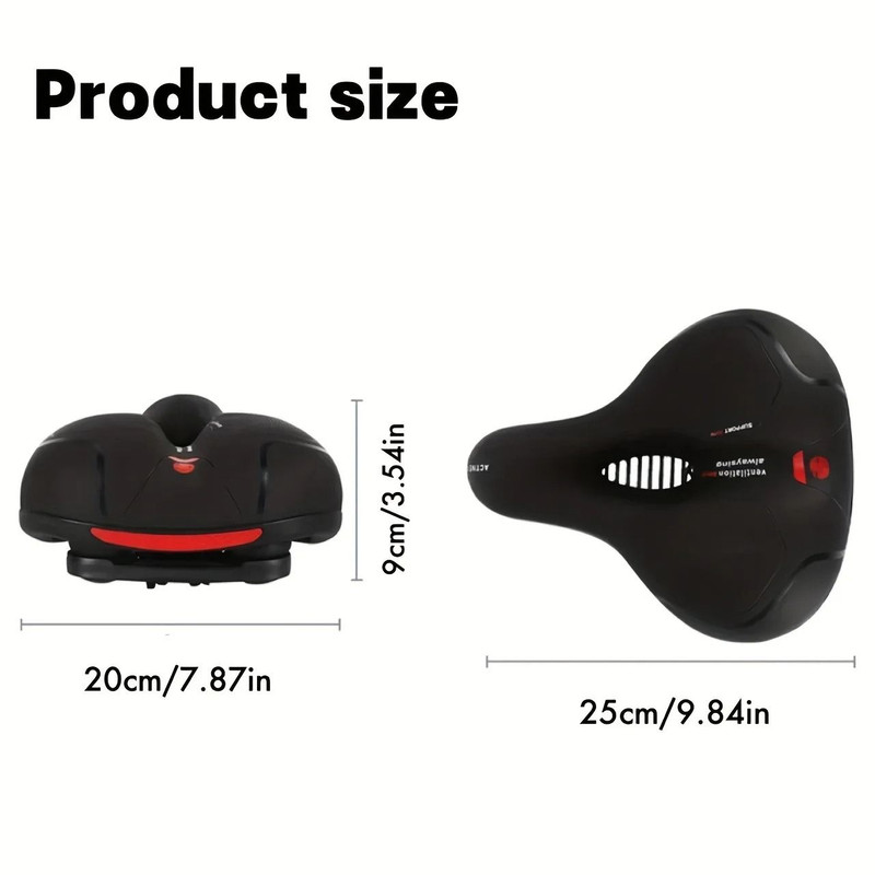 Hollow Breathable Bicycle Saddle With Shock Absorption And Safety Warning Light 1