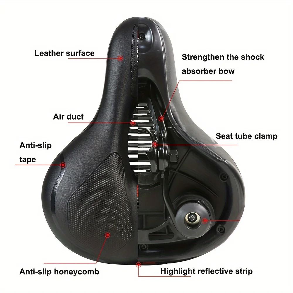 Hollow Breathable Bicycle Saddle With Shock Absorption And Safety Warning Light 2