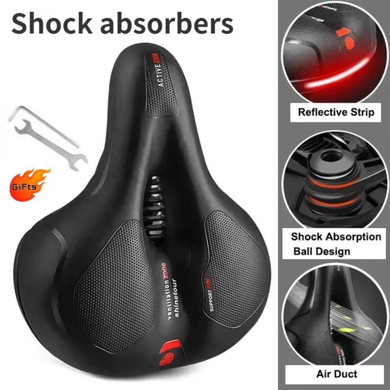 Hollow Breathable Bicycle Saddle With Shock Absorption And Safety Warning Light 8