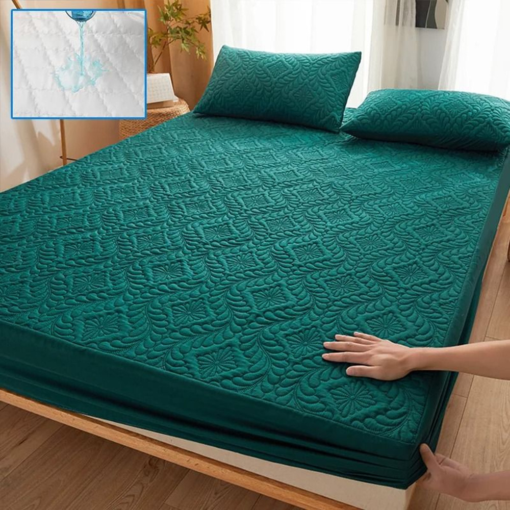 Waterproof Quilted Mattress Protector Breathable Antimite Fitted Bed Cover 1