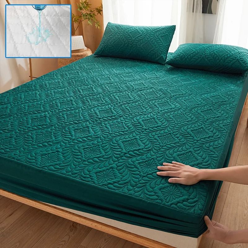 Waterproof Quilted Mattress Protector Breathable Antimite Fitted Bed Cover 1