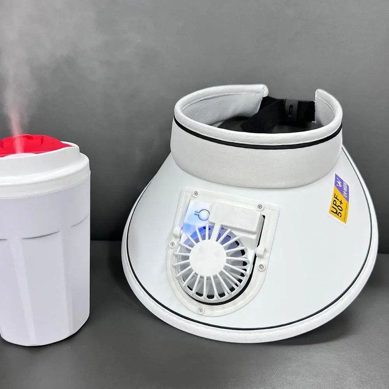 Outdoor Sun Protection Hat With USB Fan Large Brim Summer Visor 4