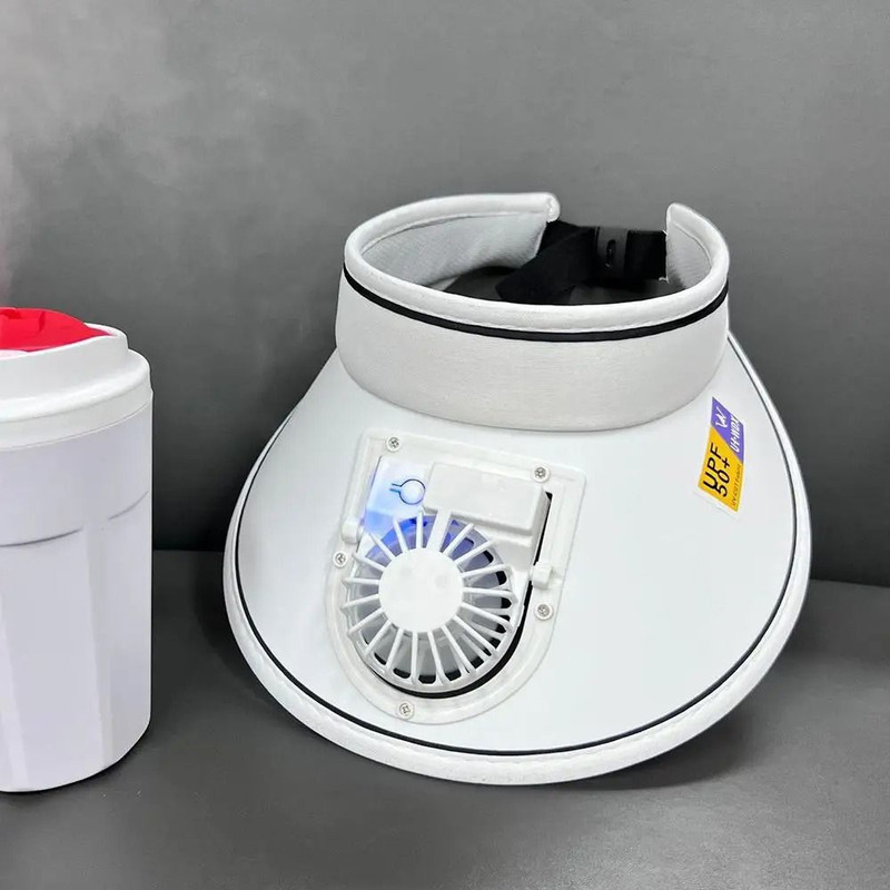 Outdoor Sun Protection Hat With USB Fan Large Brim Summer Visor 8