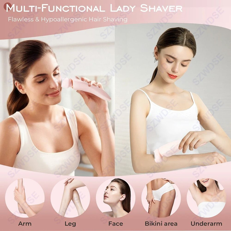 Waterproof Painless Electric Shaver For Women With 2 In 1 Heads 2