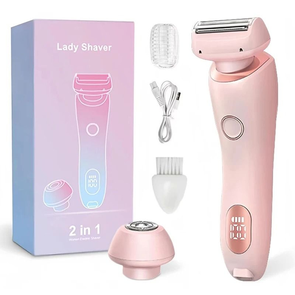 Waterproof Painless Electric Shaver For Women With 2 In 1 Heads 7