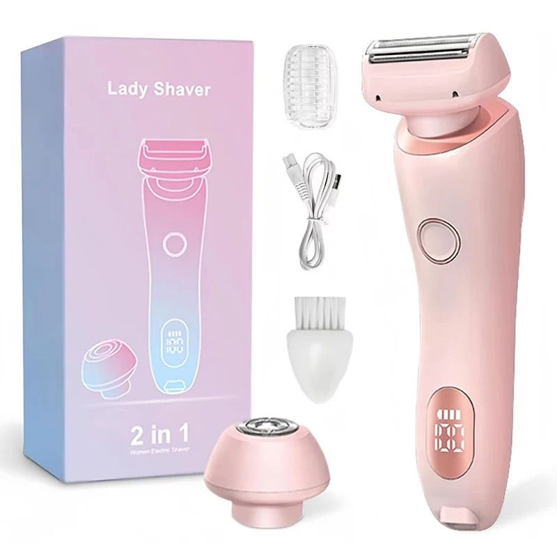 Waterproof Painless Electric Shaver For Women With 2 In 1 Heads 7