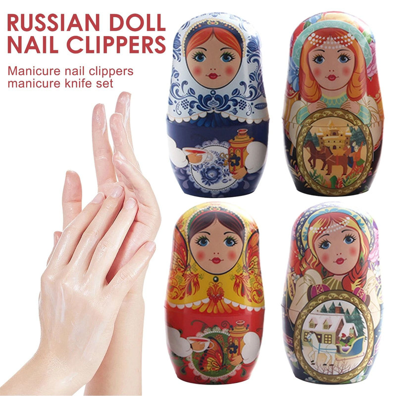 Creative Nail Clipper Set With Russian Doll Style Case 1