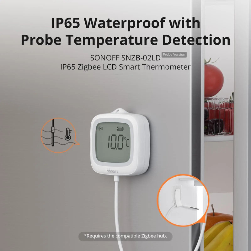 Zigbee Smart LCD Thermometer With Waterproof Probe And App Control 1