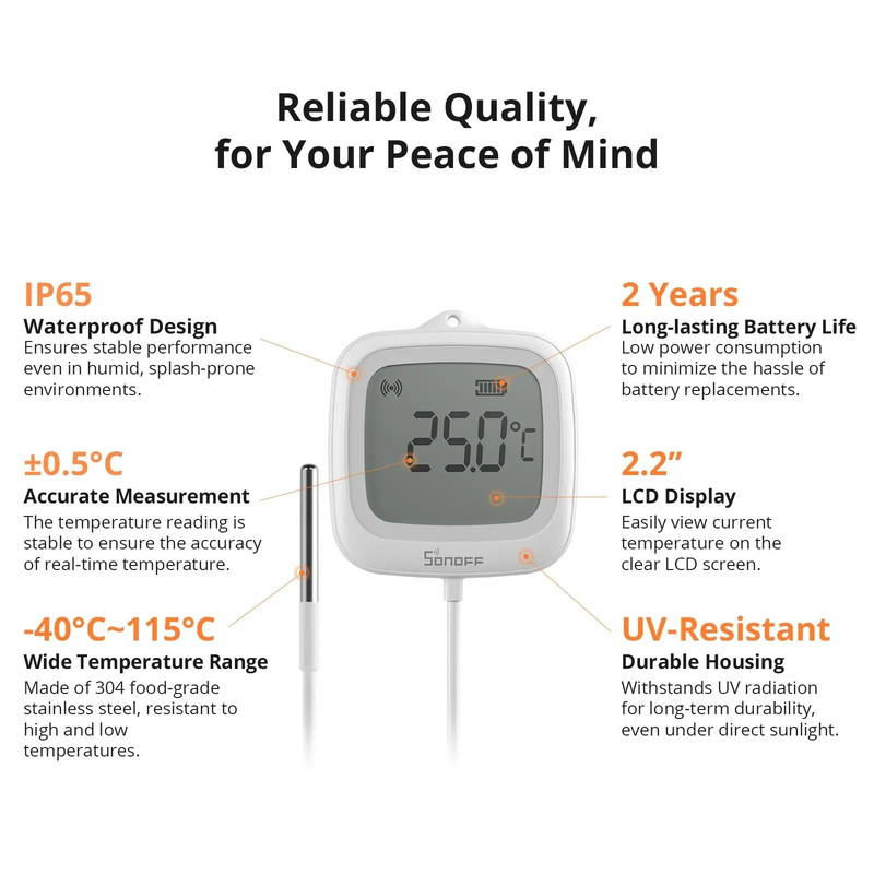 Zigbee Smart LCD Thermometer With Waterproof Probe And App Control 2