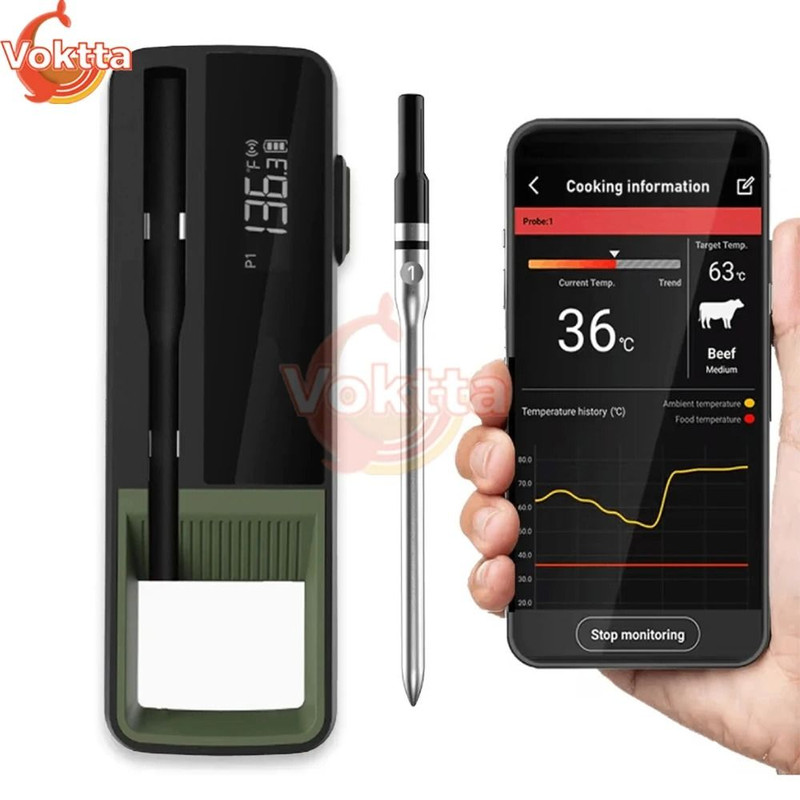 Wireless Bluetooth Food Thermometer With Waterproof Probe And App Control 6