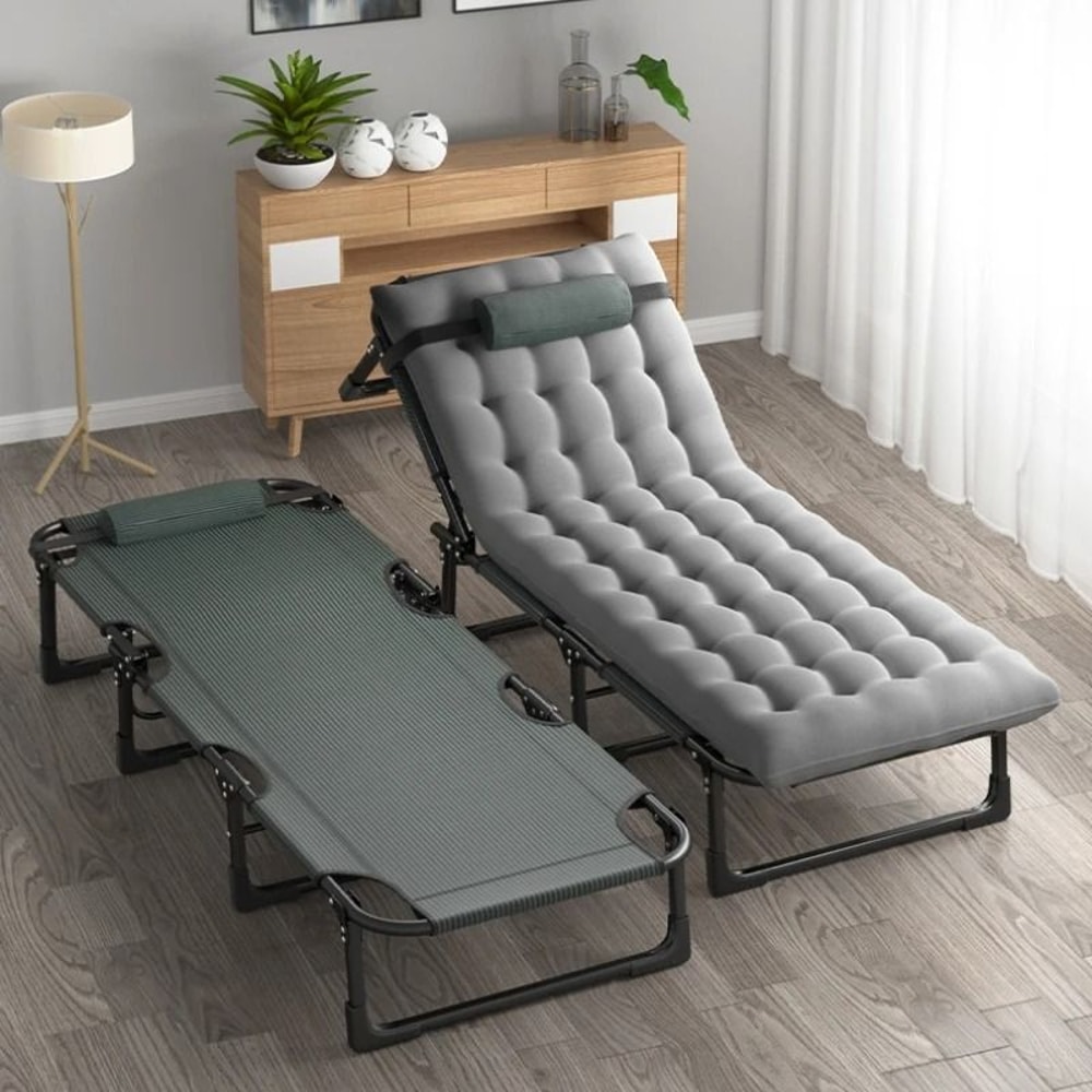 Summer Outdoor Rollaway Bed With Cotton Padded Recliner 4
