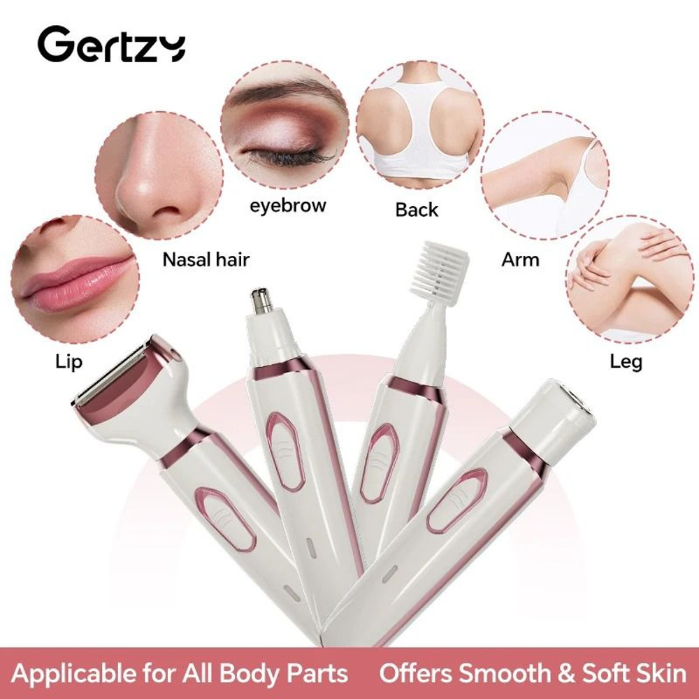 Rechargeable 4 In 1 Electric Razor For Women Face Nose Legs Underarm And Bikini Trimmer 5