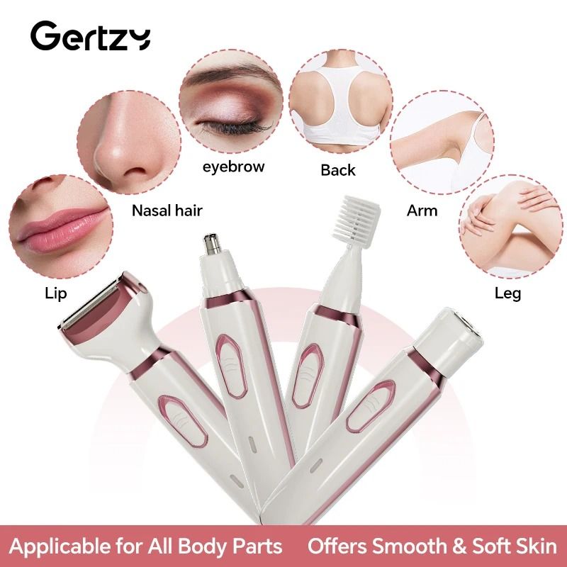 Rechargeable 4 In 1 Electric Razor For Women Face Nose Legs Underarm And Bikini Trimmer 5