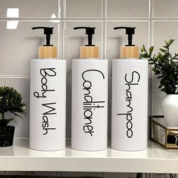 3pcs 500ml refillable soap dispenser bottles for bathroom, shampoo and shower gel pump containers