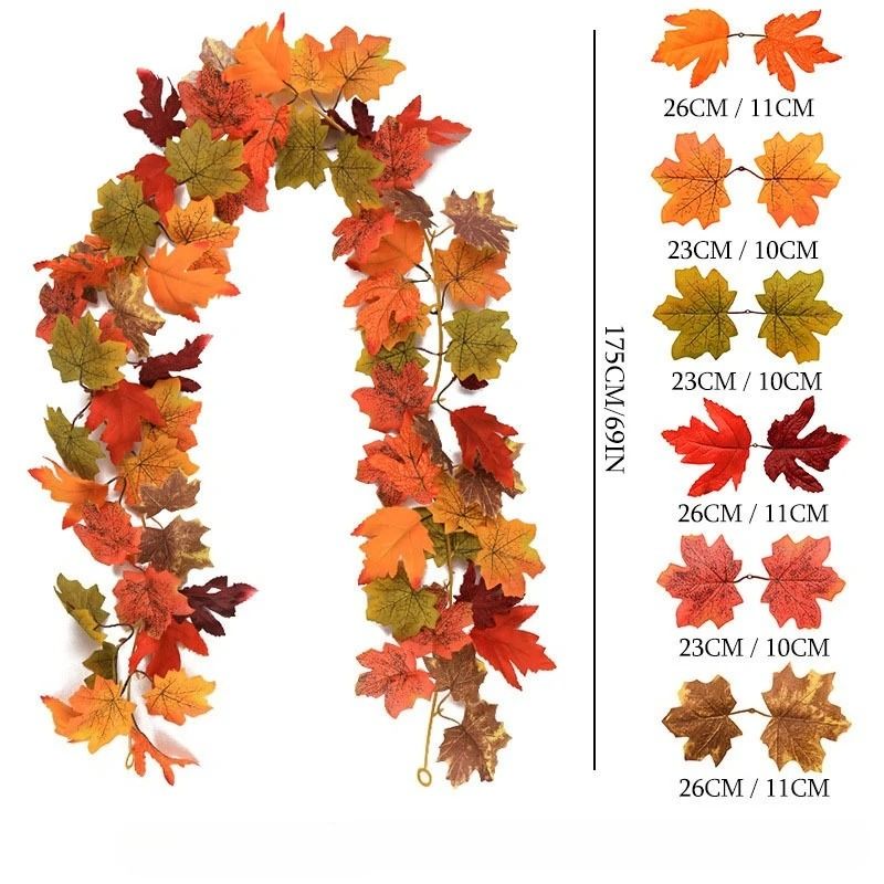 709 Inch Autumn Artificial Maple Leaf Vine Hanging Garland Decoration For Home Garden Halloween Chr 7