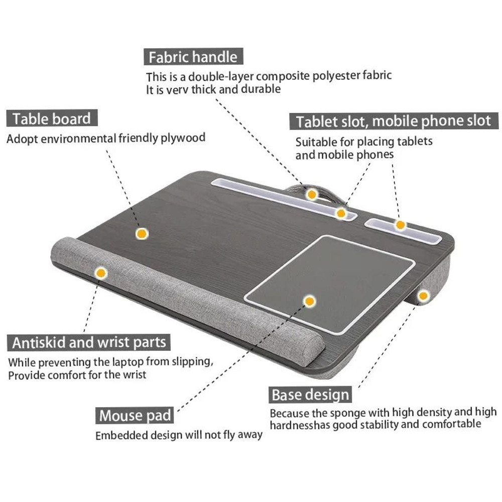 Multi Purpose Laptop Desk With Double Groove Design And Portable Mouse Pad For Sofa Or Bedroom 4