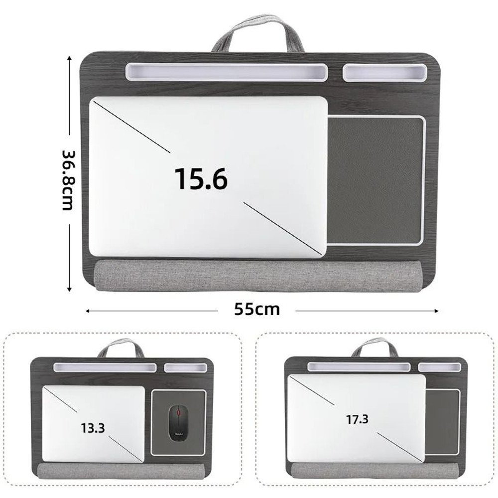 Multi Purpose Laptop Desk With Double Groove Design And Portable Mouse Pad For Sofa Or Bedroom 5
