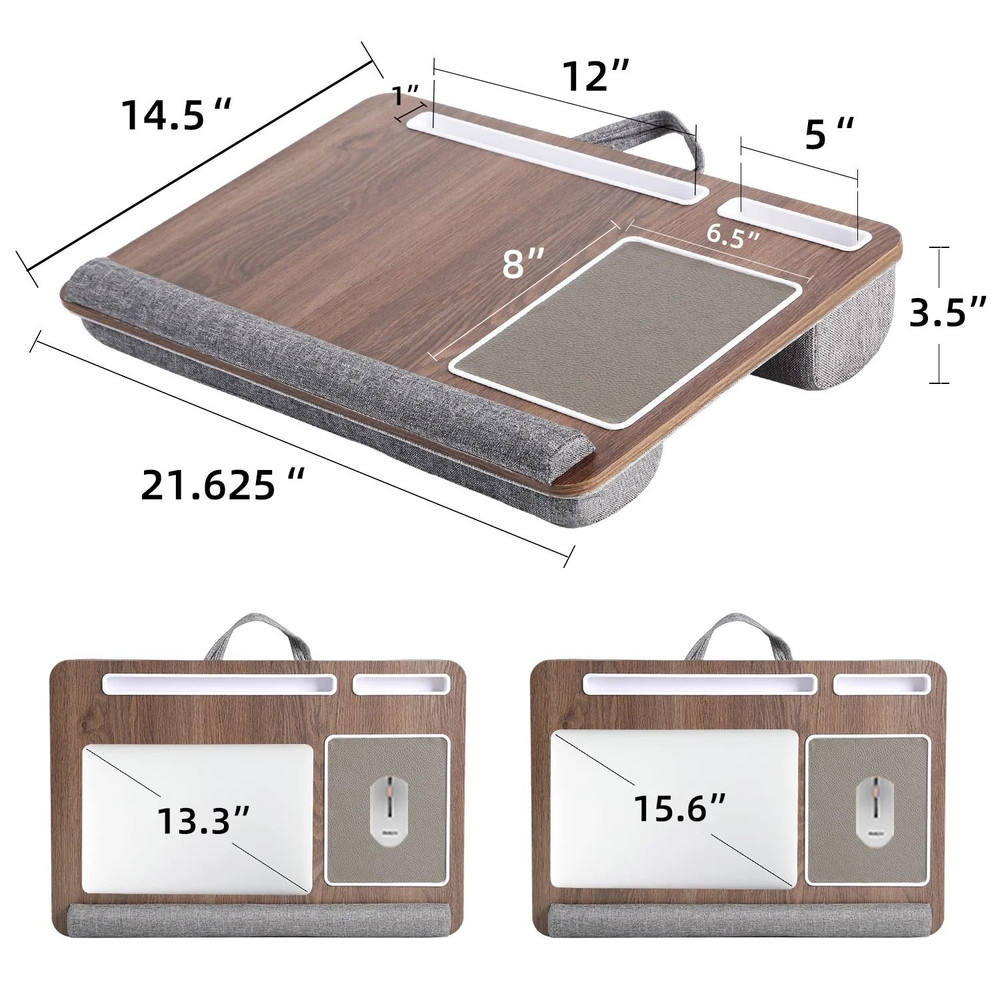 Multi Purpose Laptop Desk With Double Groove Design And Portable Mouse Pad For Sofa Or Bedroom 6