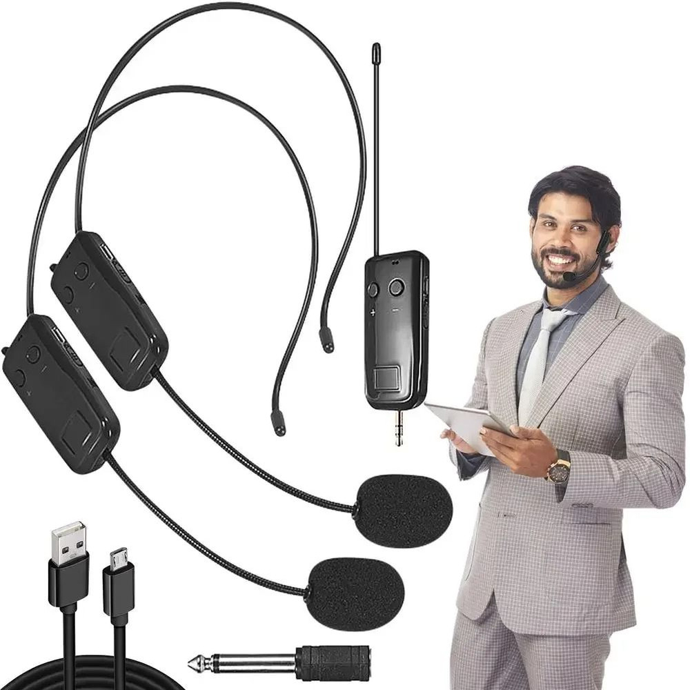 24G Wireless Headset Microphone With Transmitter And Receiver 0