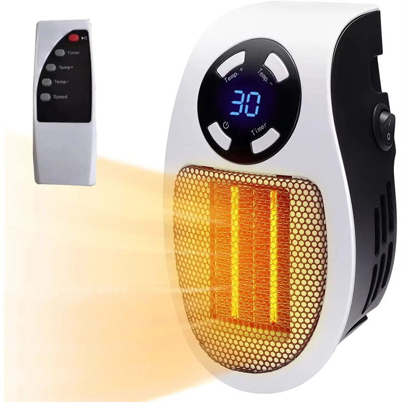 Portable Electric Heater 500W Mini Wall Plug Room Warmer With Remote Control 7