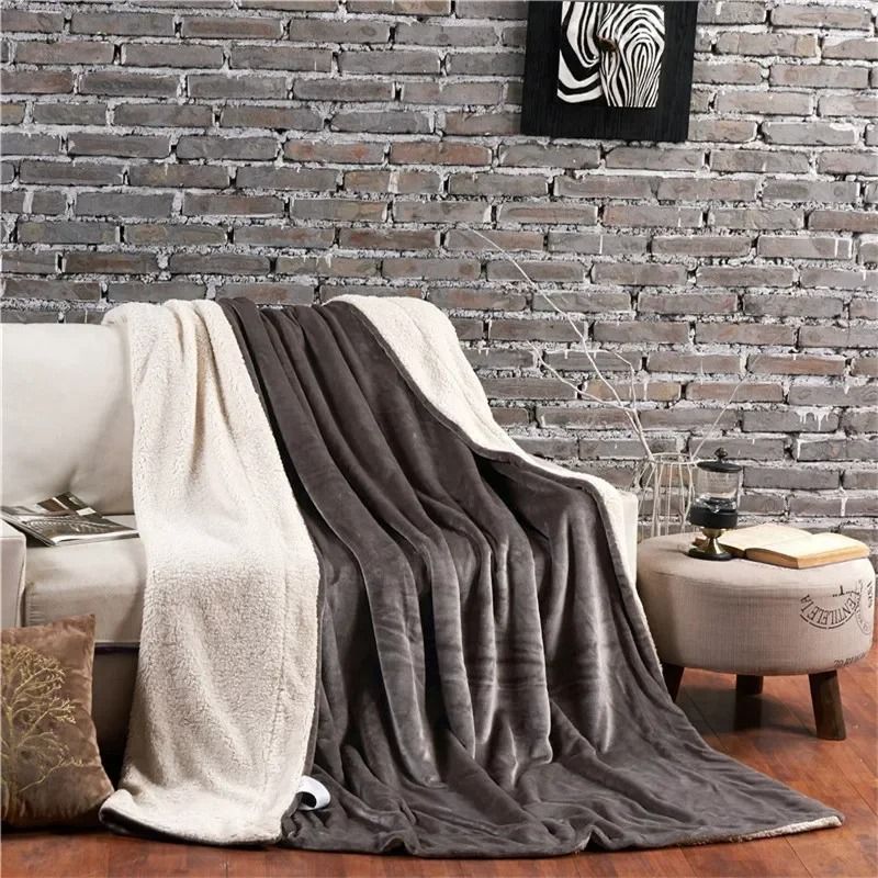 Wool Throw Blanket Double Sided Warm Winter Bedspread For Bedroom And Camping 4