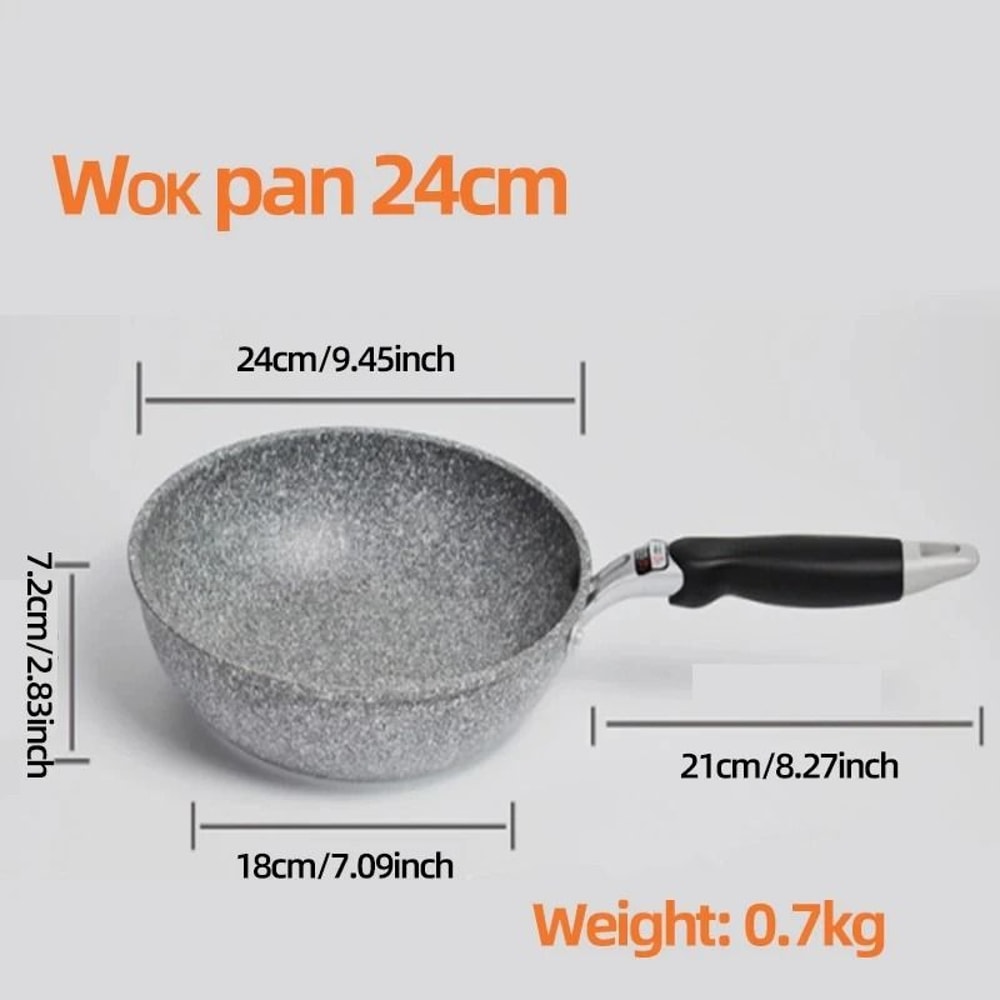 Durable Stone Frying Pan And Wok Non Stick Cookware For Induction And Gas Stove 10