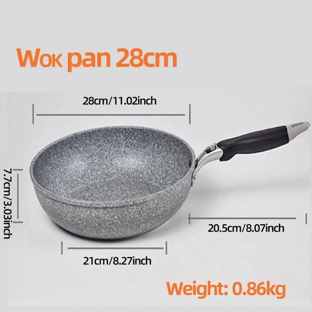Durable Stone Frying Pan And Wok Non Stick Cookware For Induction And Gas Stove 11