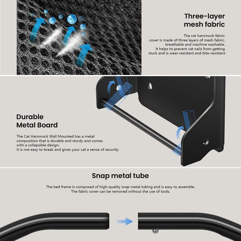 Wall Mounted Cat Hammock  Foldable Cat Bed  Wall Shelf For Sleeping Playing And Climbing 6