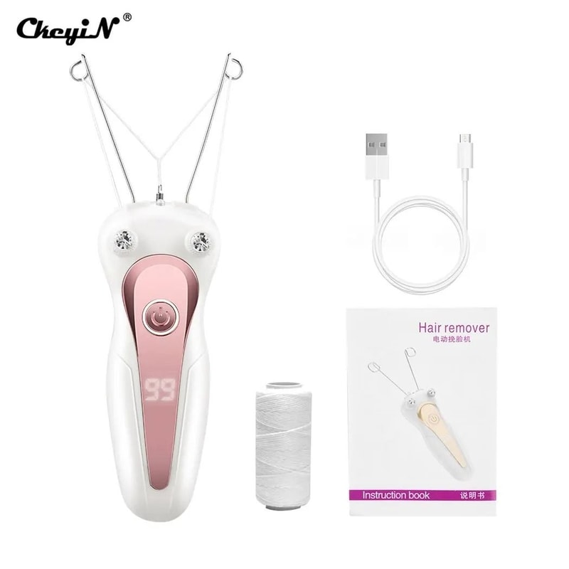 Electric Body Hair Remover Cotton Thread Epilator With Rechargeable Battery And LED Light 7