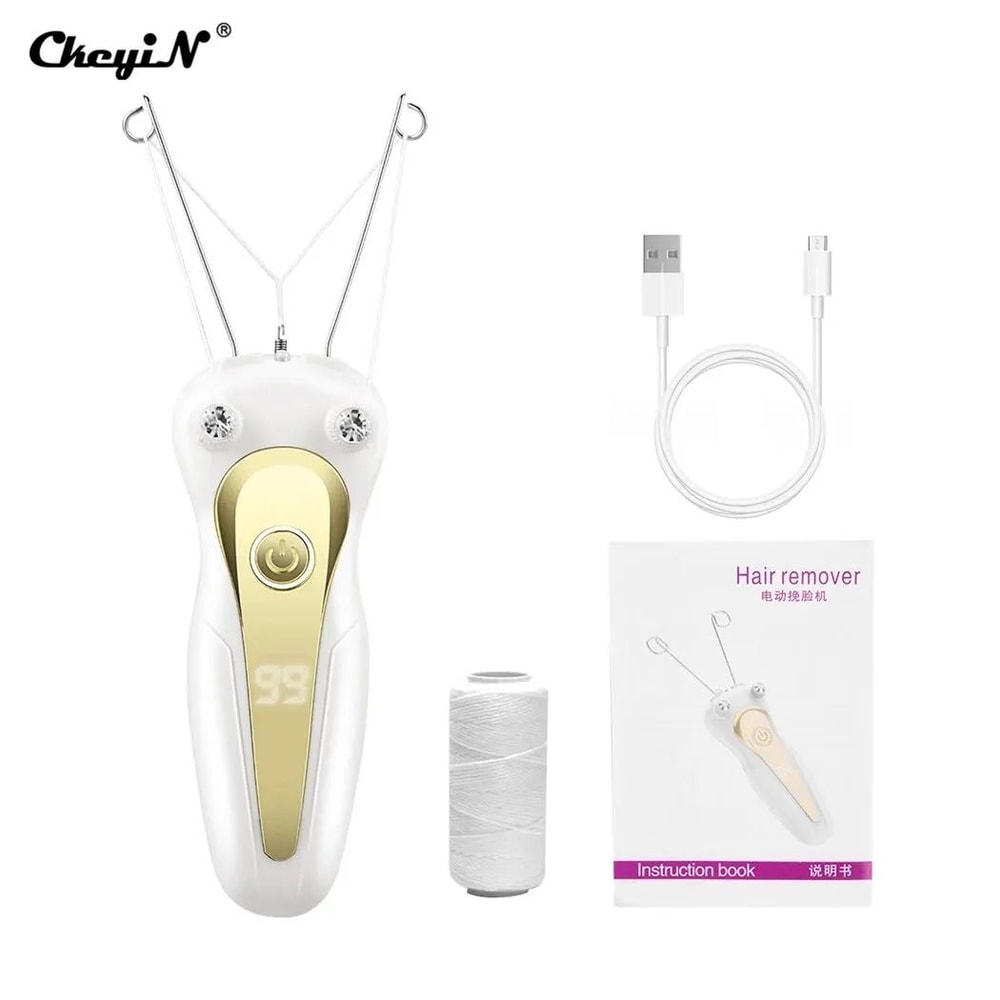 Electric Body Hair Remover Cotton Thread Epilator With Rechargeable Battery And LED Light 8