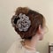 Cotton Rose Flower Hair Claw Clip 16 Colors Medium Size Shark Clamp For Women 5
