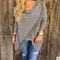 Womens MidLength Oversized TShirt With Fringe Diagonal Pattern Casual SpringAutumn Top 0