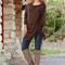 Womens MidLength Oversized TShirt With Fringe Diagonal Pattern Casual SpringAutumn Top 4