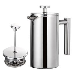 stainless steel french press coffee maker with double wall insulation
