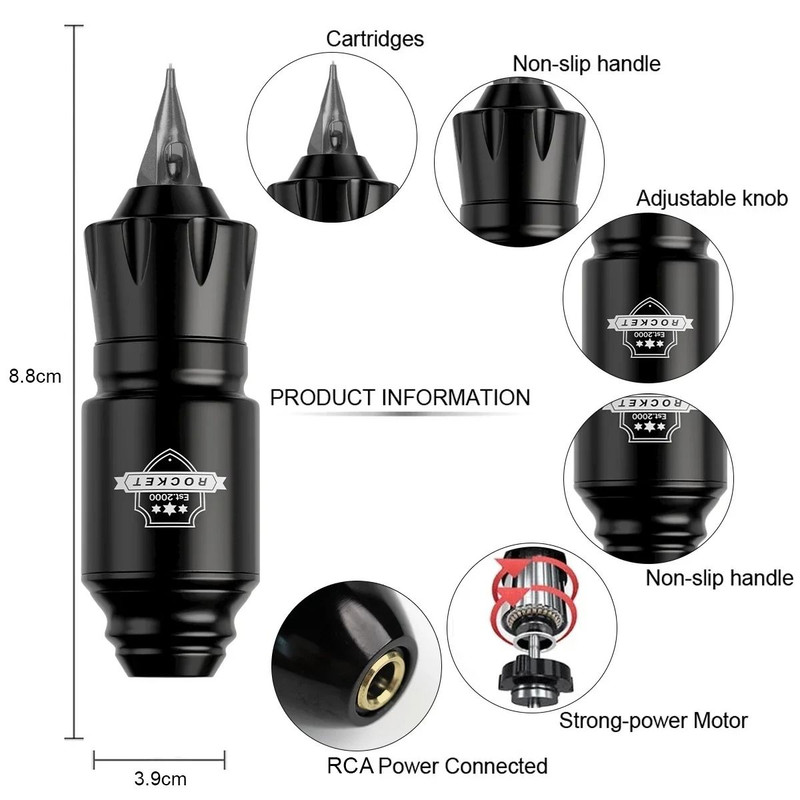 Wireless Tattoo Kit With Rocket Rotary Pen Power Supply And Full Accessories 4