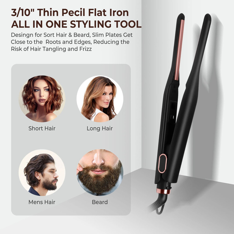 Mini Flat Iron For Short Hair And Beard With Adjustable Temperature 2