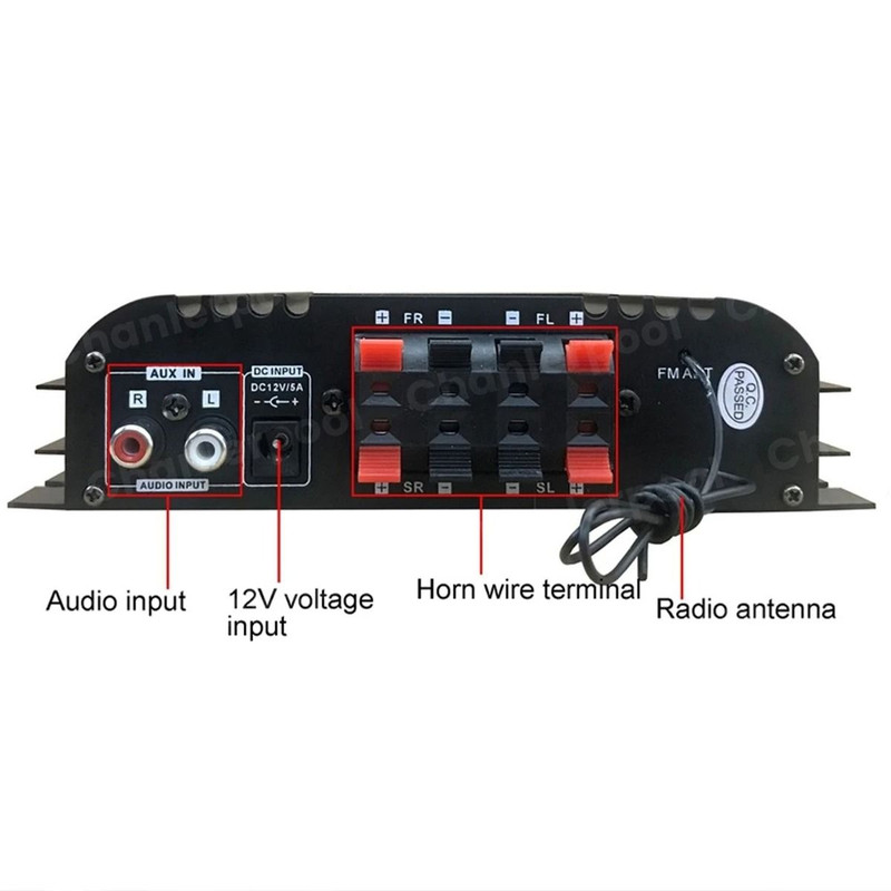 1600W Digital 4Channel Bluetooth Audio Amplifier With FM Radio And Remote Control 3