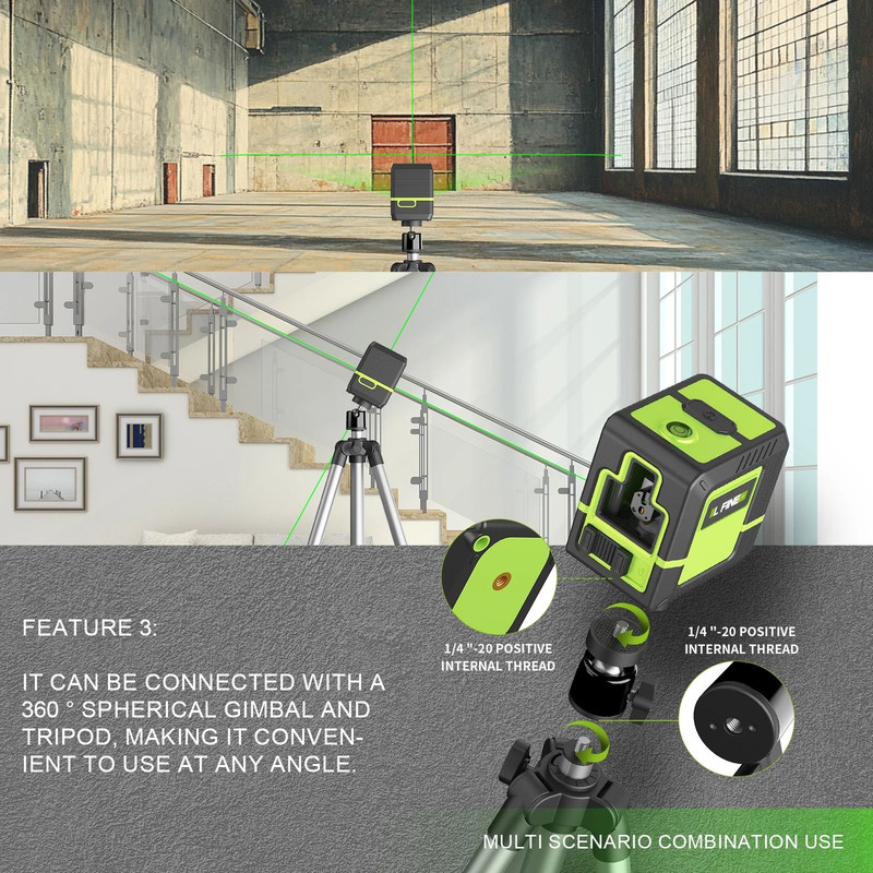 Laser Level Tool With 2 Cross Lines 360 SelfLeveling And Tripod Options 4