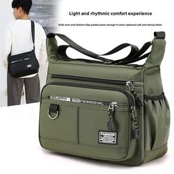 mens oxford shoulder bag with multi-layer pockets and large capacity