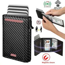 mens rfid blocking business wallet with multi-card slots and magnetic closure