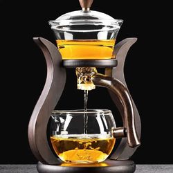 lazy kung fu drip teapot magnetic flow glass tea set heat resistant semi-automatic teaware gift