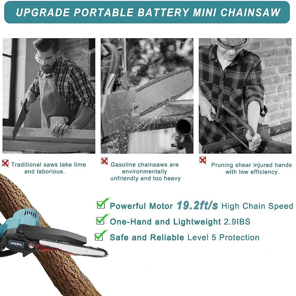 Mini Chainsaw 6 Inch Handheld Electric Portable Saw For Woodworking Compatible With 18V Batteries 3