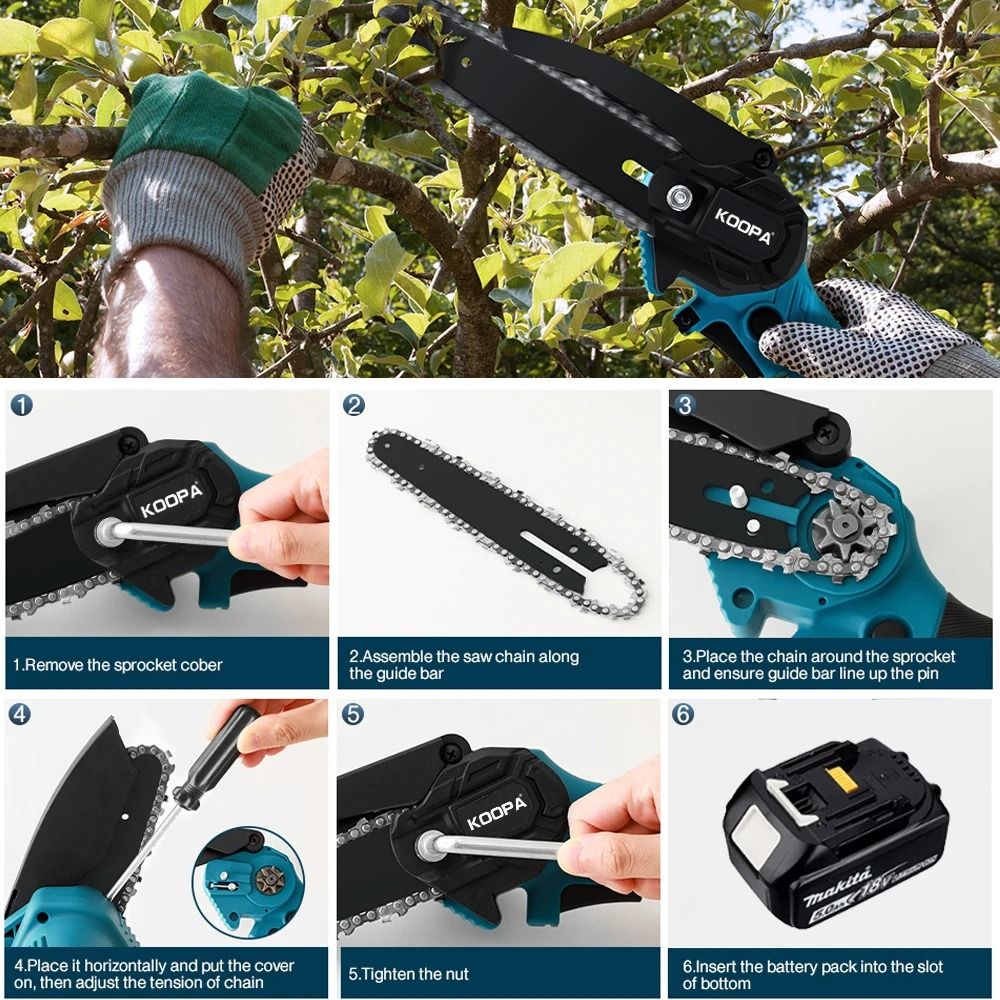 Mini Chainsaw 6 Inch Handheld Electric Portable Saw For Woodworking Compatible With 18V Batteries 4