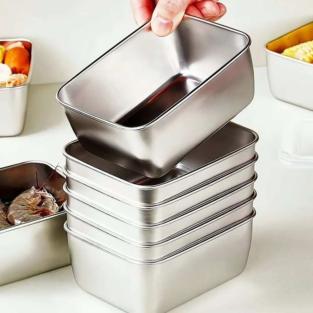 6 Piece Stainless Steel Food Storage Containers With Lids Stackable Leakproof Set 6