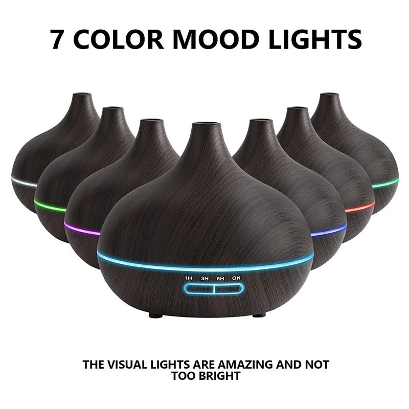 550ml Wood Color USB Aroma Diffuser With Remote And 7 Color LED Lights 2