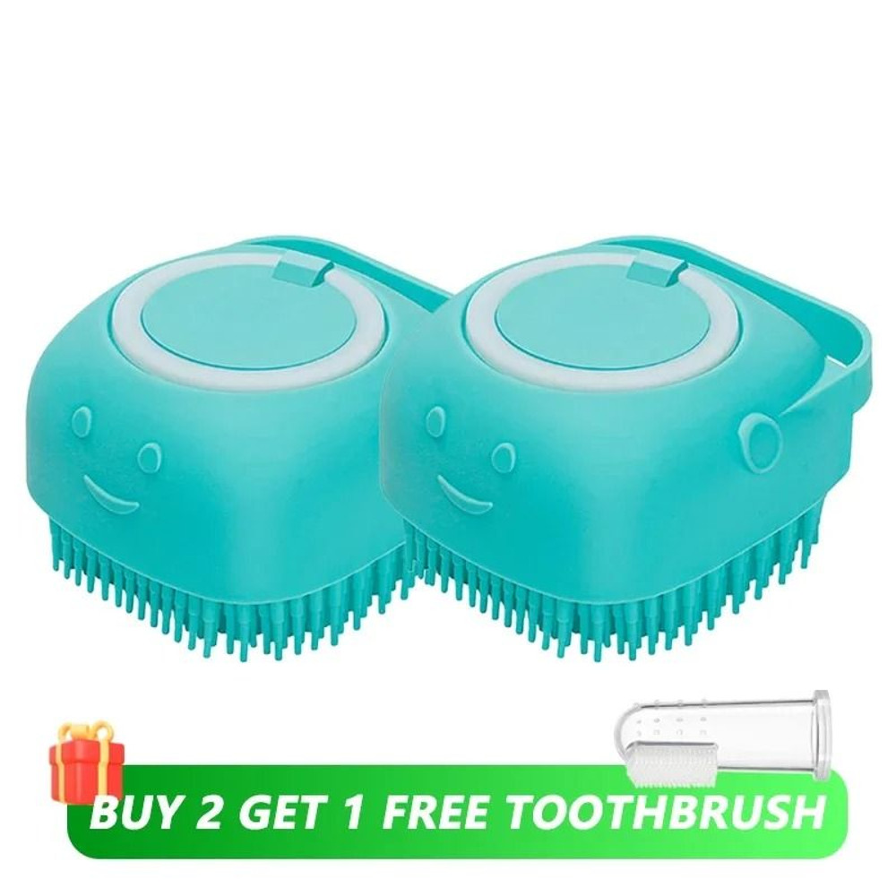 Dog Bathing Brush Pet Massage Brush With Shampoo Dispenser Soft Silicone Rubber Bristle Grooming T 9